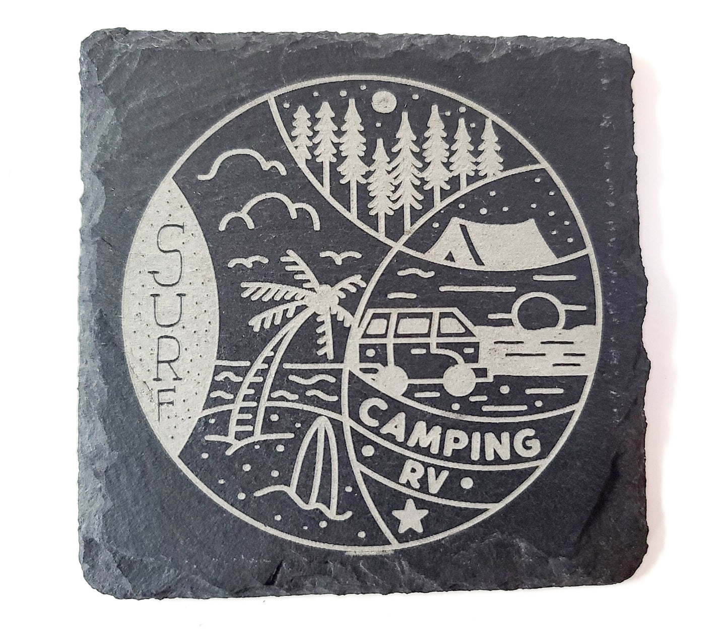 Camping Slate Coaster