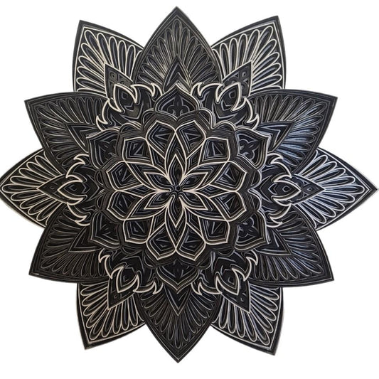 Black & Silver Flower (16.75" x 18.5" Circle)