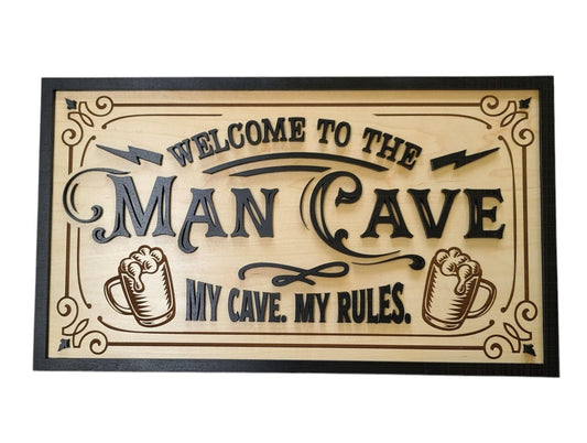 Man Cave with Black Frame. (11.5 x 20")